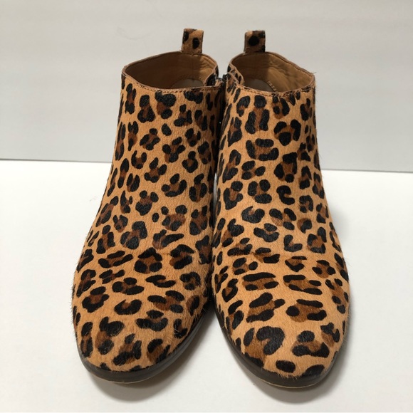 J.Crew factory leopard print leather upper ankle boots size 8 gently worn - Picture 3 of 12